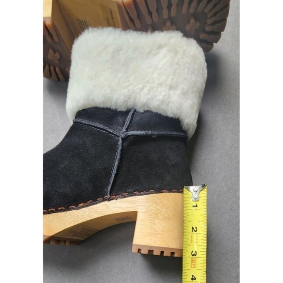 Mia Clogs Suede Ankle Boots Sheepskin Wood Size 9 Jildie - Picture 11 of 16